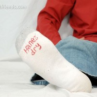 Maverick shows off his socks and feet - Picture 13